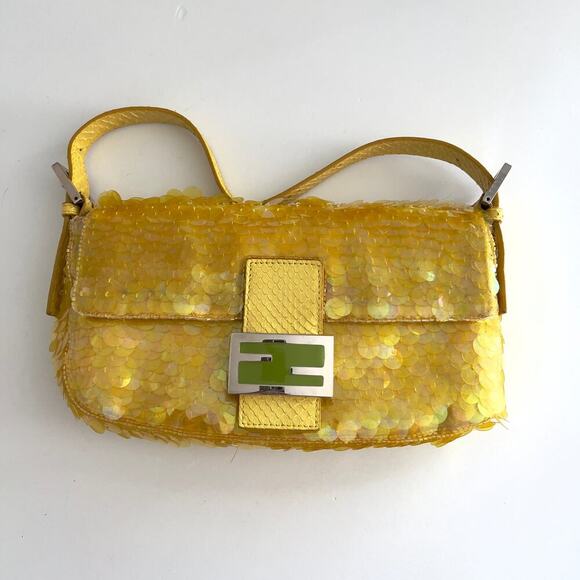 Vintage Fendi Yellow sequin Baguette - Picture 12 of 12